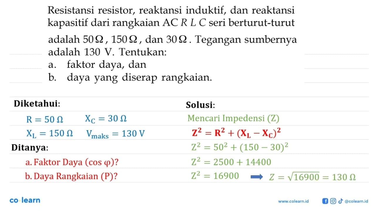 Resistansi resistor, reaktansi induktif, dan reaktansi