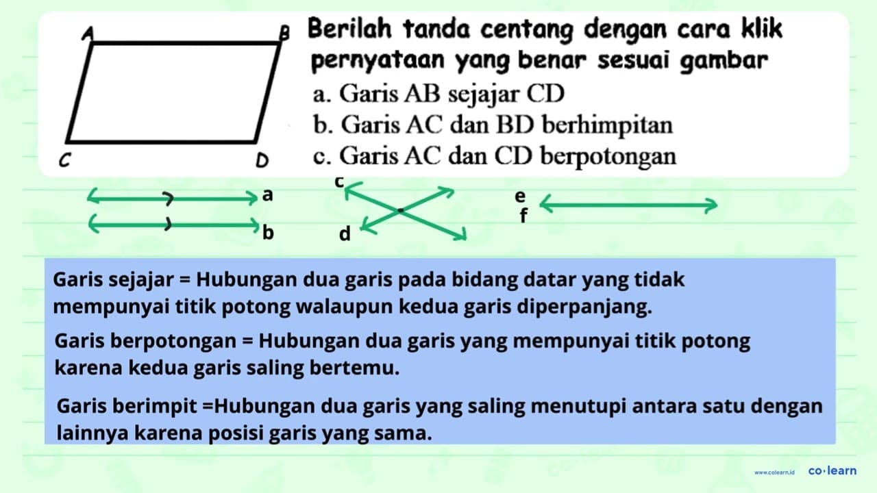 Berilah tanda centang dengan cara klik pernyataan yang