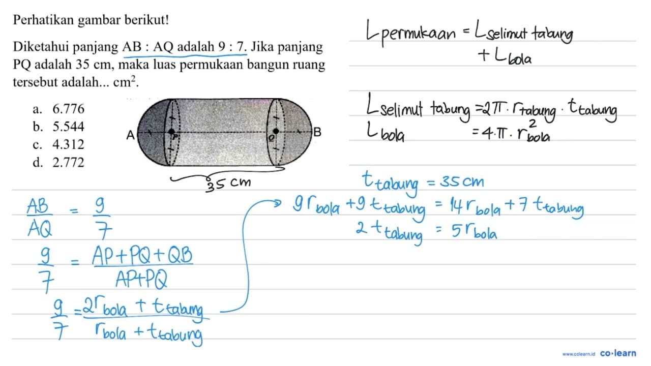 Perhatikan gambar berikut! Diketahui panjang AB : AQ adalah