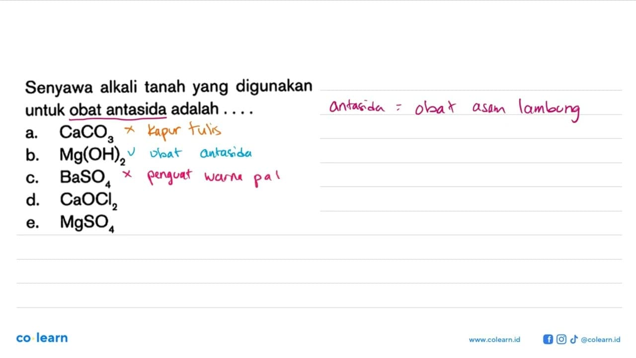 Senyawa alkali tanah yang digunakan untuk obat antasida