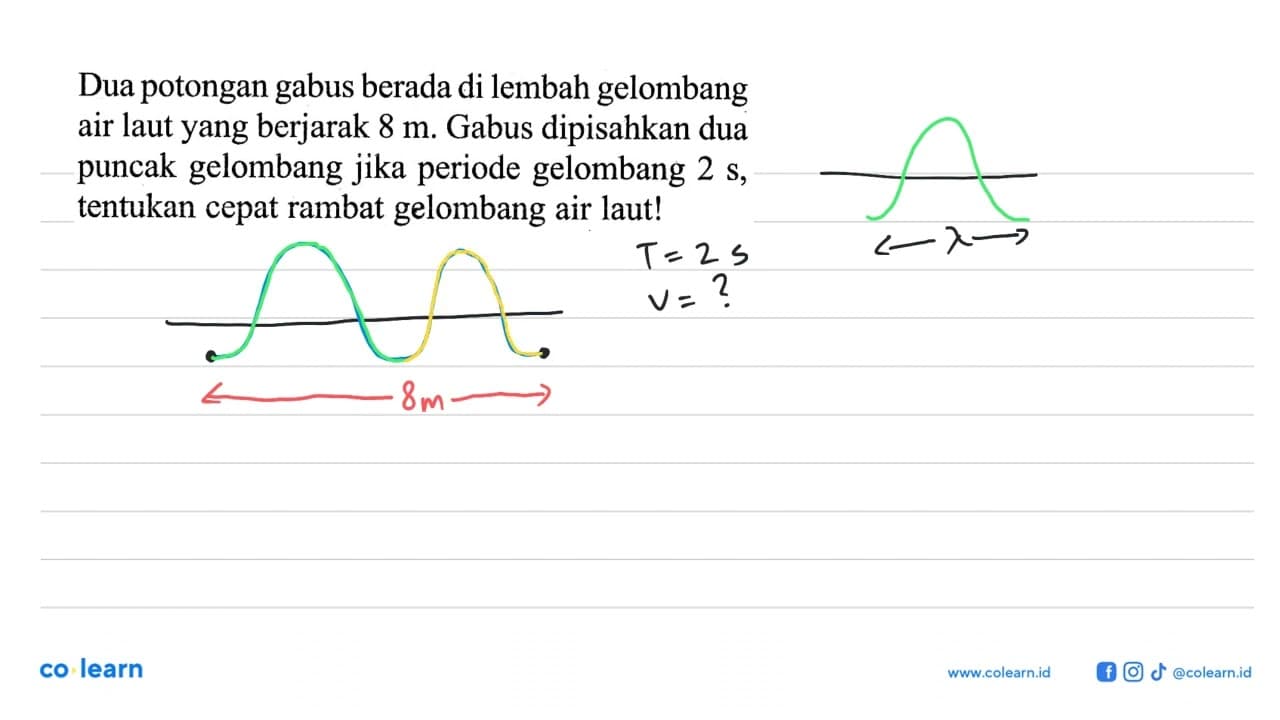 Dua potongan gabus berada di lembah gelombang air laut yang