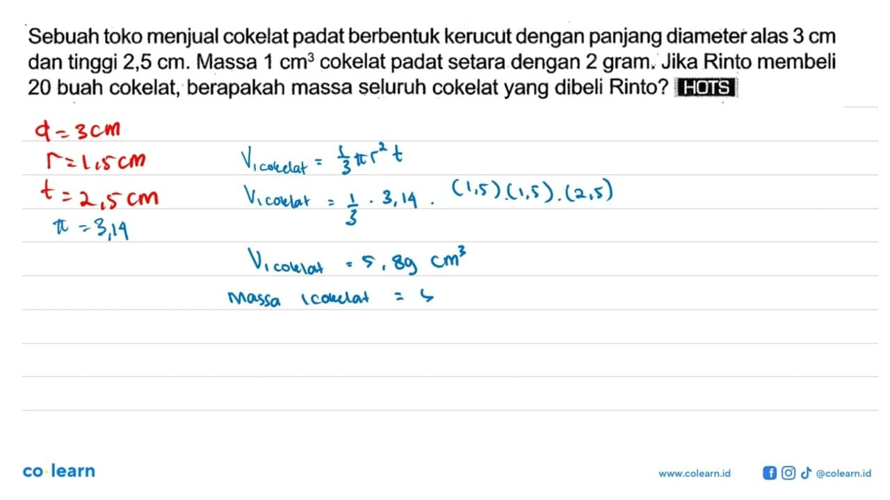 Sebuah toko menjual cokelat padat berbentuk kerucut dengan