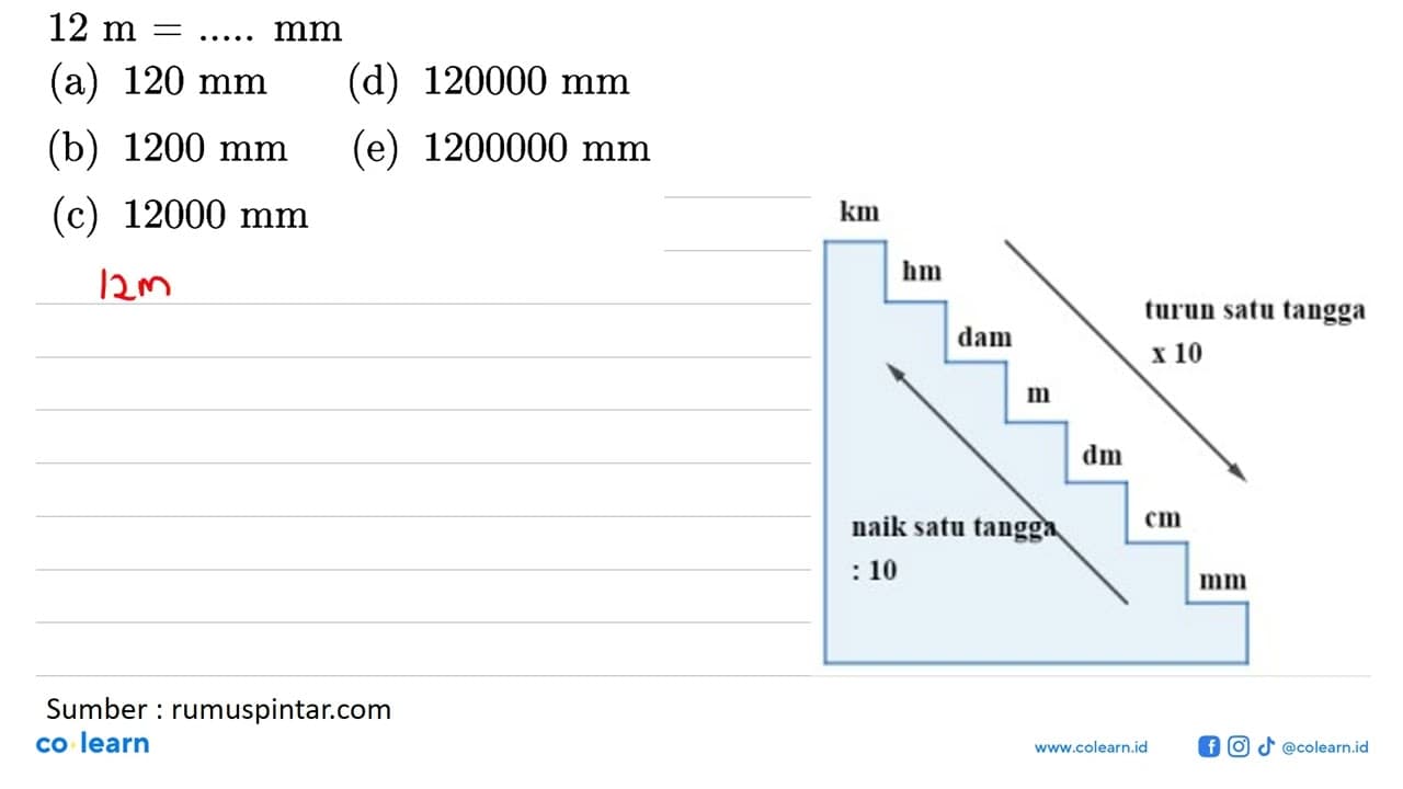 12 m=... . . mm