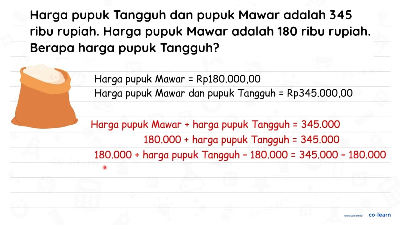 Harga pupuk Tangguh dan pupuk Mawar adalah 345 ribu rupiah.