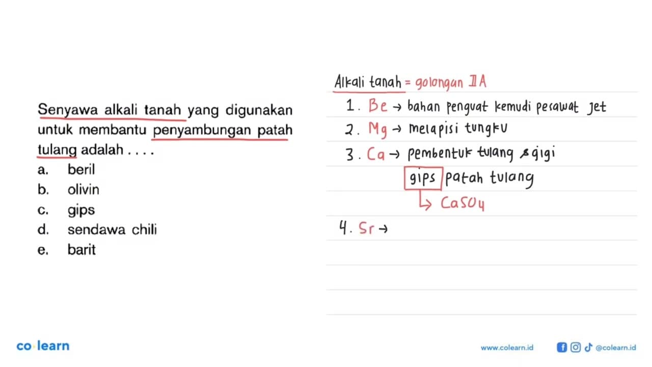 Senyawa alkali tanah yang digunakan untuk membantu