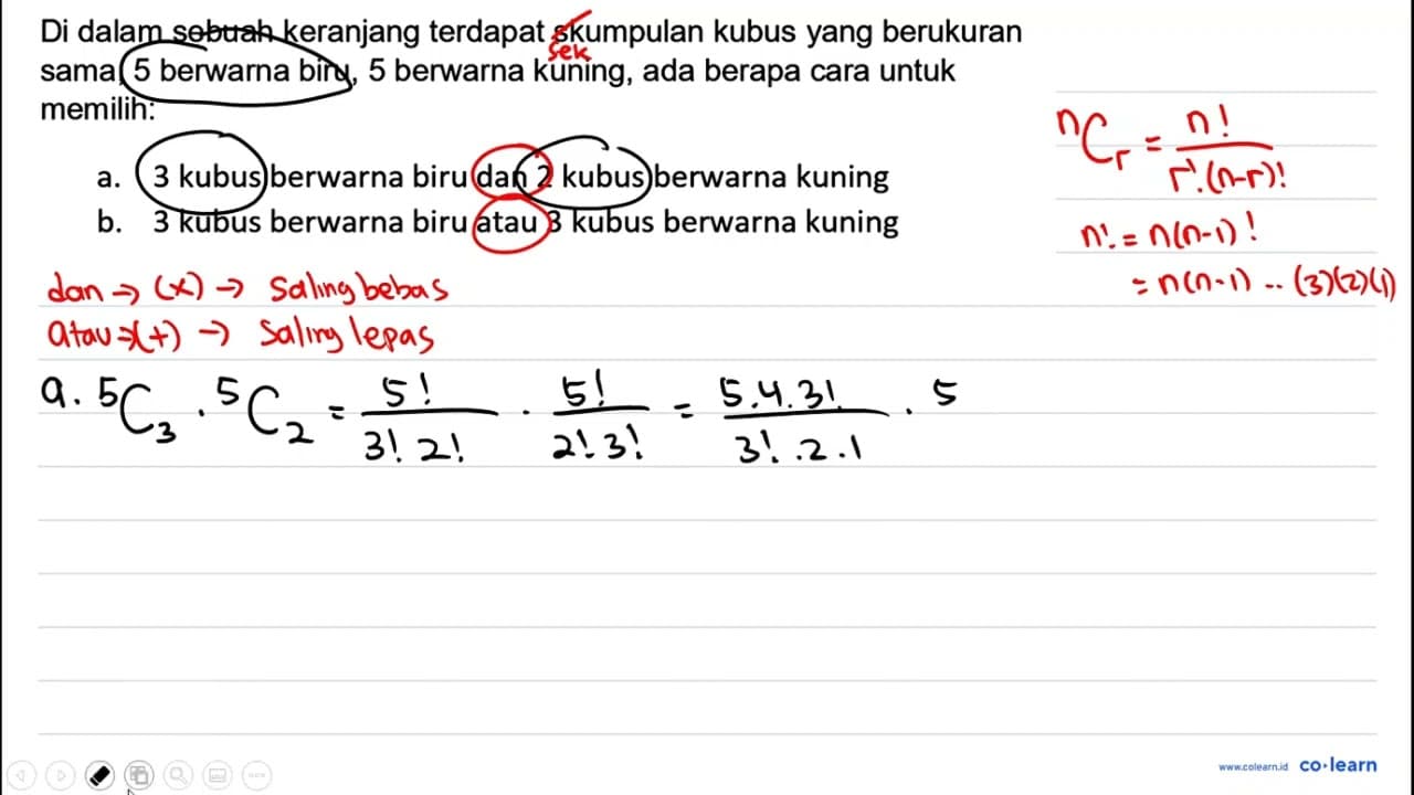 Di dalam sebuah keranjang terdapat skumpulan kubus yang