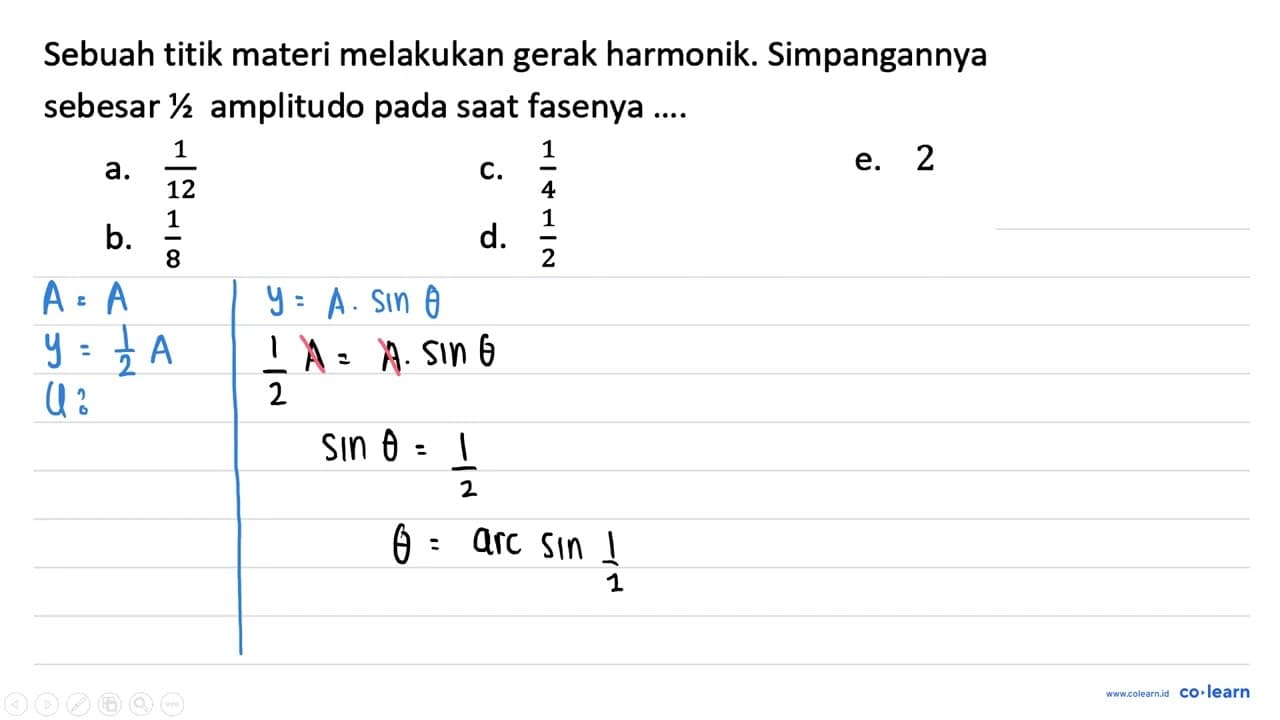 Sebuah titik materi melakukan gerak harmonik. Simpangannya