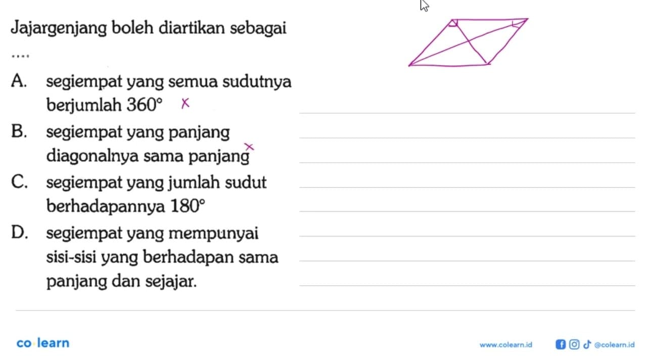 Jajargenjang boleh diartikan sebagai ...