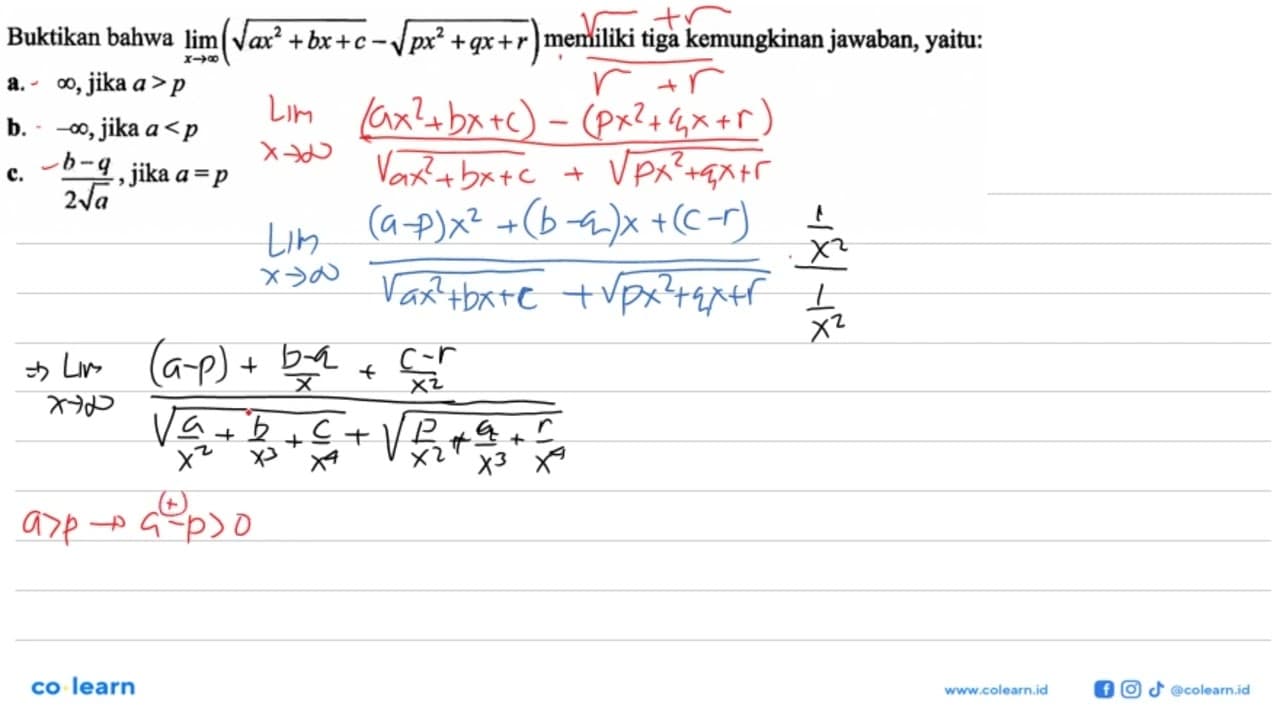 Buktikan bahwa lim x->tak hingga