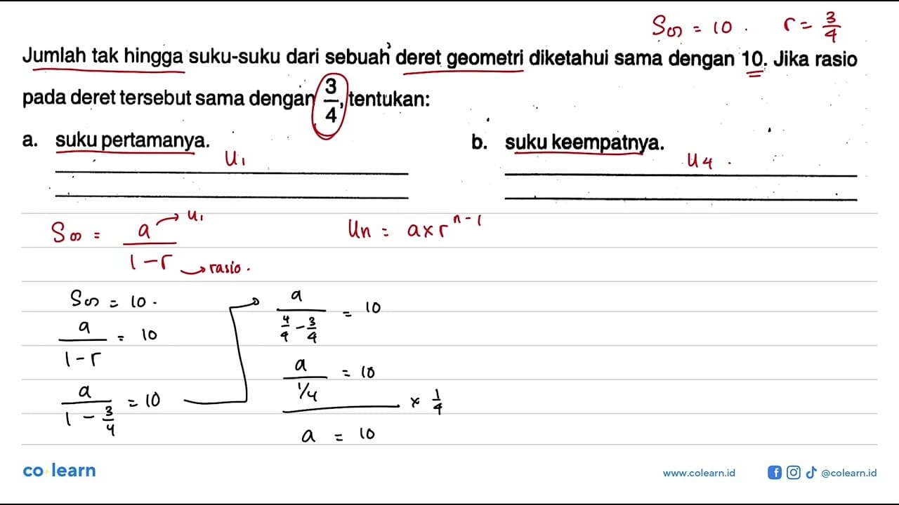 Jumlah tak hingga suku-suku dari sebuah deret geometri