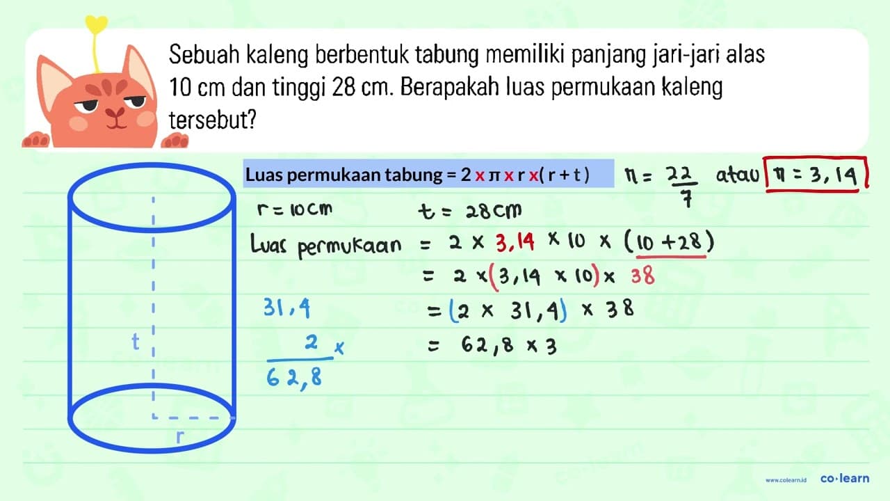 Sebuah kaleng berbentuk tabung memiliki panjang jari-jari