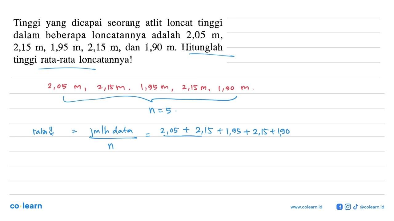 Tinggi yang dicapai seorang atlit loncat tinggi dalam