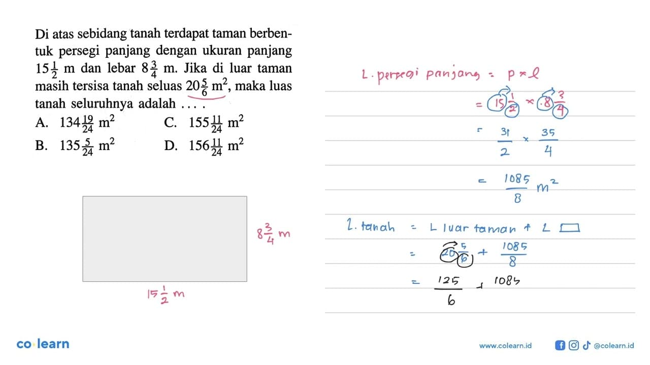 Di atas sebidang tanah terdapat taman berbentuk persegi