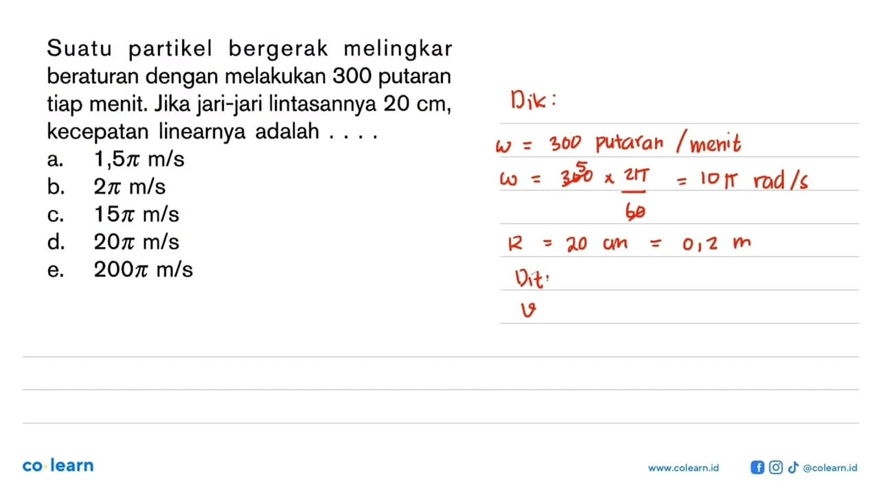 Suatu partikel bergerak melingkar beraturan dengan