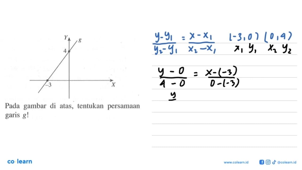 Pada gambar di atas, tentukan persamaan garis g!