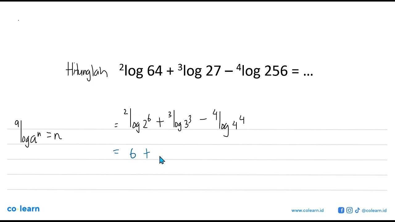 2log64+3log27-4log256 = ...