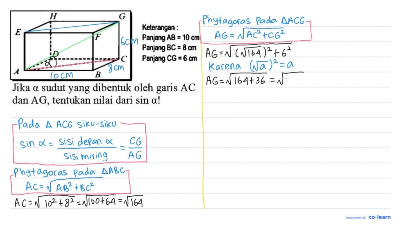 H G E F D C A B Keterangan: Panjang AB=10 cm Panjang BC=8