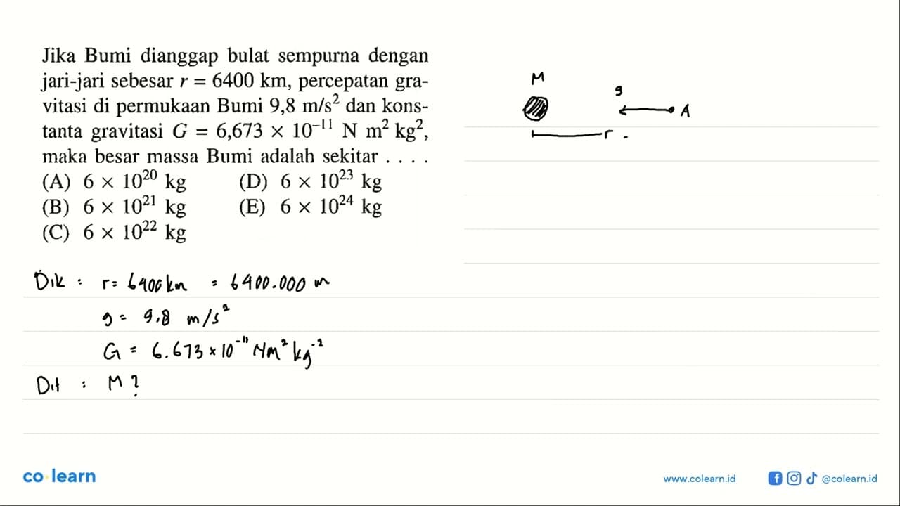 Jika Bumi dianggap bulat sempurna dengan jari-jari sebesar