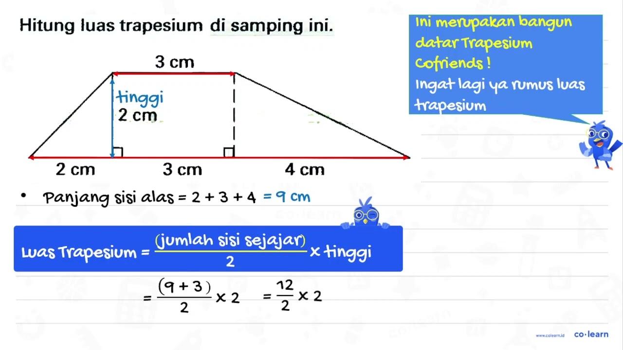 Hitung luas trapesium di samping ini.