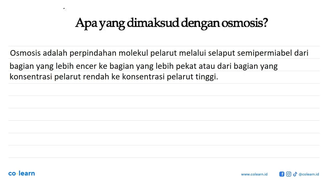 Apa yang dimaksud dengan osmosis?