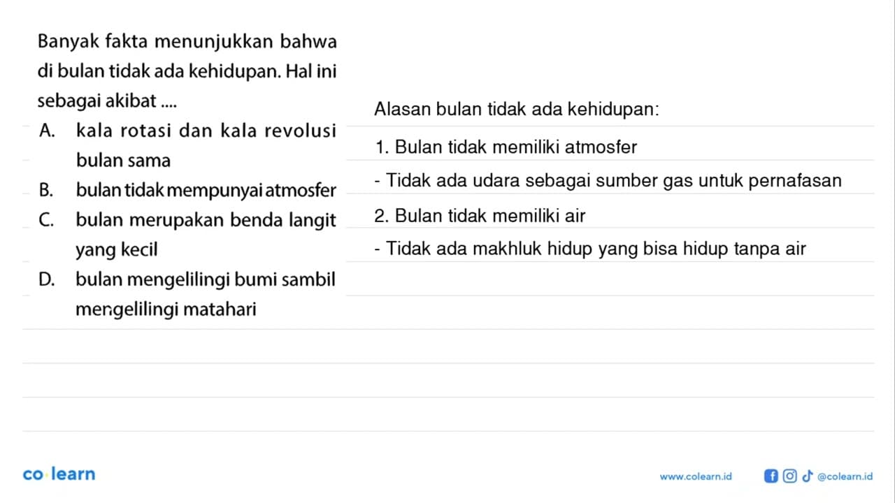 Banyak fakta menunjukkan bahwa di bulan tidak ada