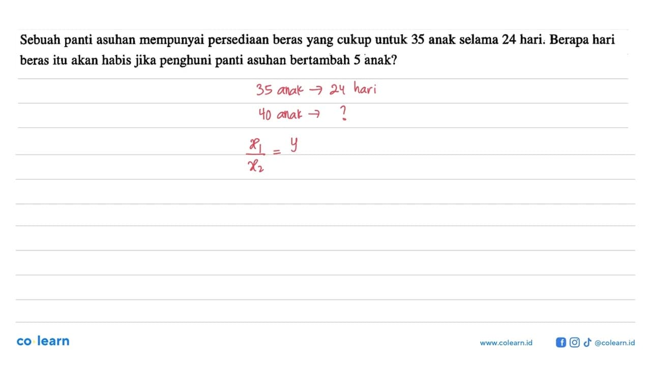 Sebuah panti asuhan mempunyai persediaan beras yang cukup