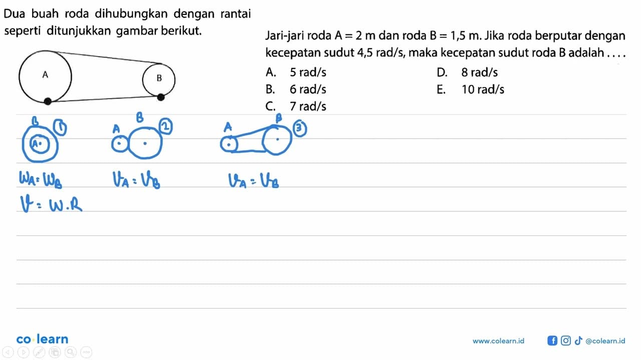 Dua buah roda dihubungkan dengan rantai seperti ditunjukkan