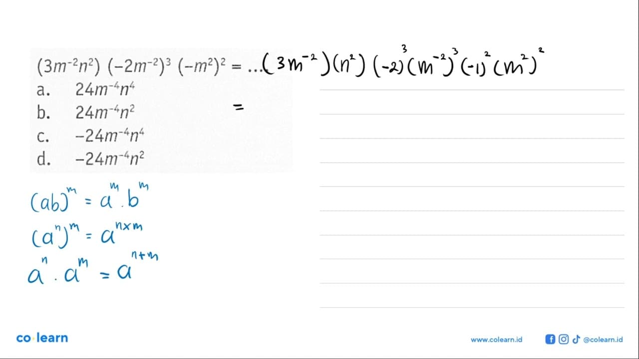 (3m^(-2) n^2)(-2m^(-2))^3 (-m^2)^2 = ...