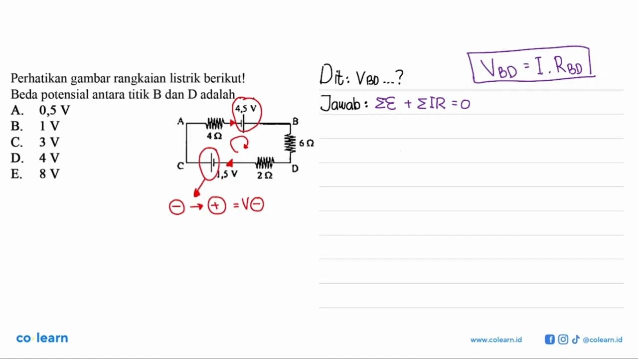 Perhatikan gambar rangkaian listrik berikut!Beda potensial