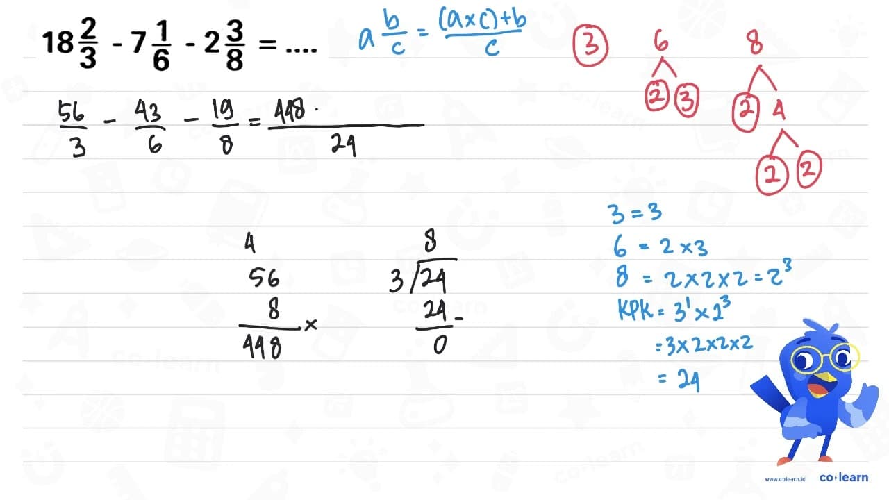 18 2/3-7 1/6-2 3/8=...