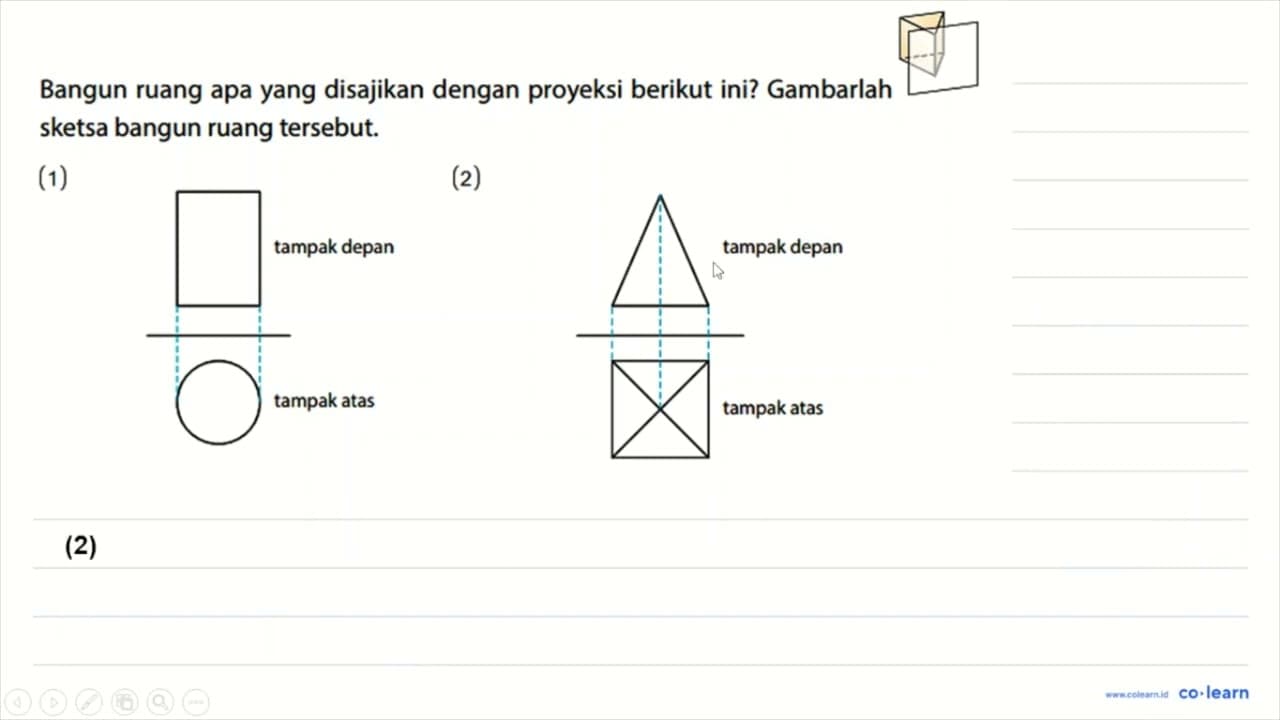 Bangun ruang apa yang disajikan dengan proyeksi berikut