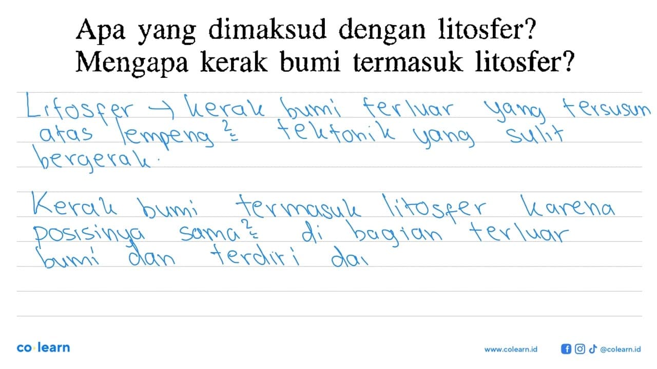 Apa yang dimaksud dengan litosfer? Mengapa kerak bumi