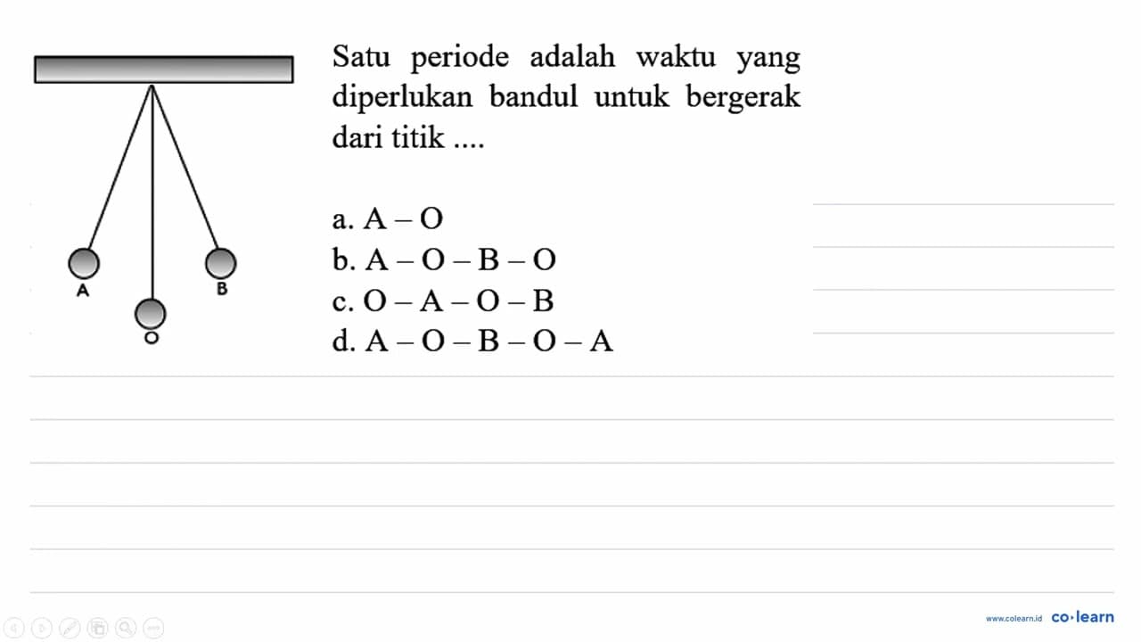 Satu periode adalah waktu yang diperlukan bandul untuk