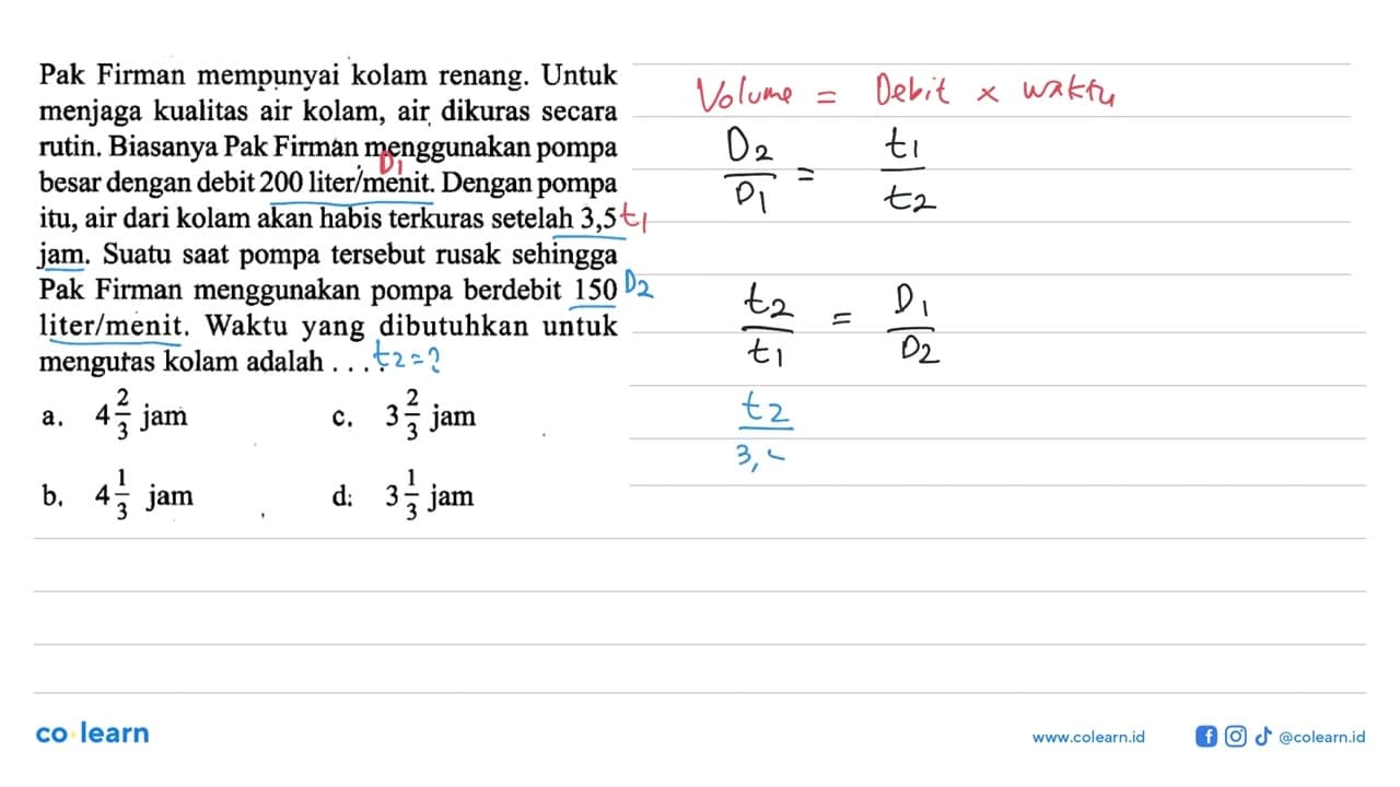 Pak Firman mempunyai kolam renang. Untuk menjaga kualitas