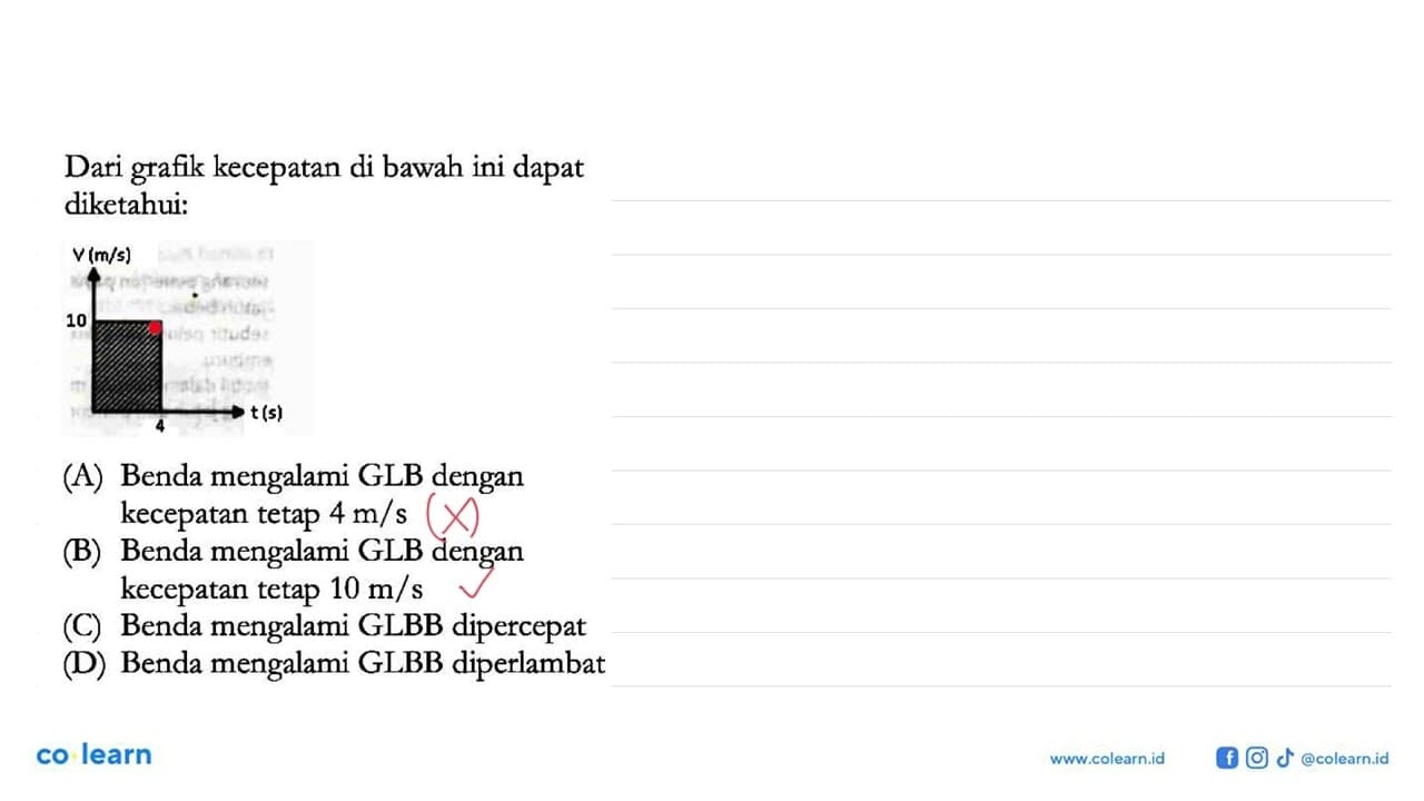 Dari grafik kecepatan di bawah ini dapat diketahui: V (m/s)