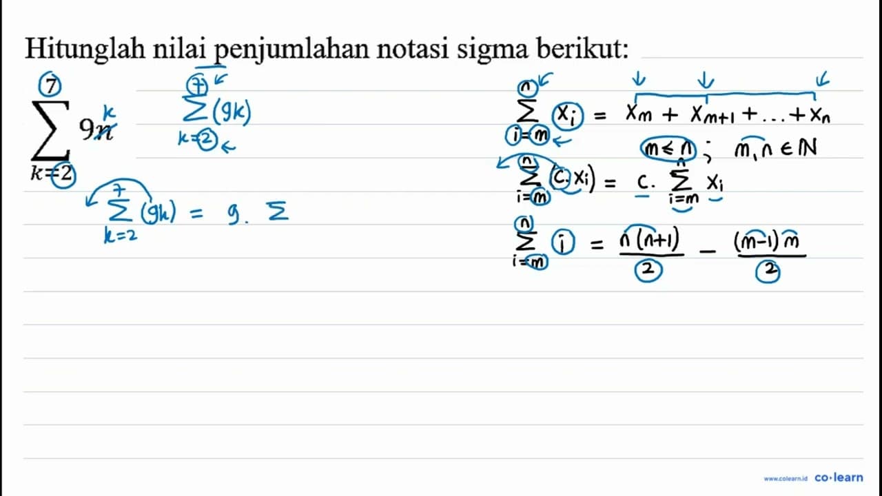 sigma k=2 7 9n