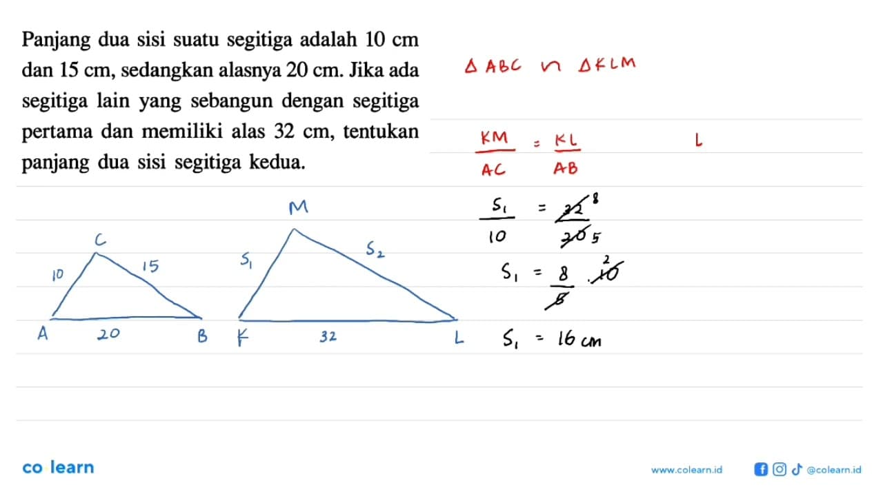 Panjang dua sisi suatu segitiga adalah 10 cm dan 15 cm,