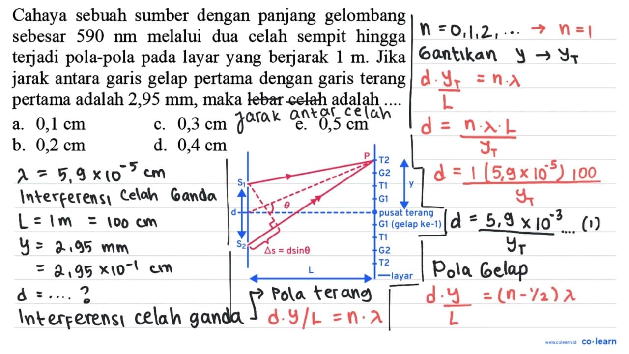 Cahaya sebuah sumber dengan panjang gelombang sebesar 590