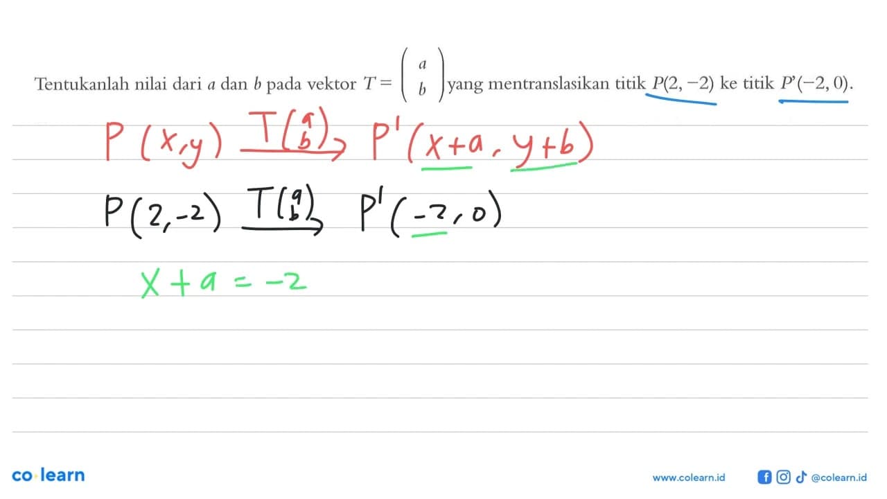 Tentukanlah nilai dari a dan b pada vektor T=(a b) yang