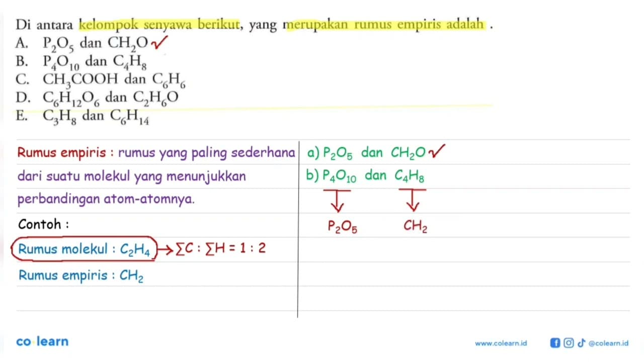 Di antara kelompok senyawa berikut, yang merupakan rumus