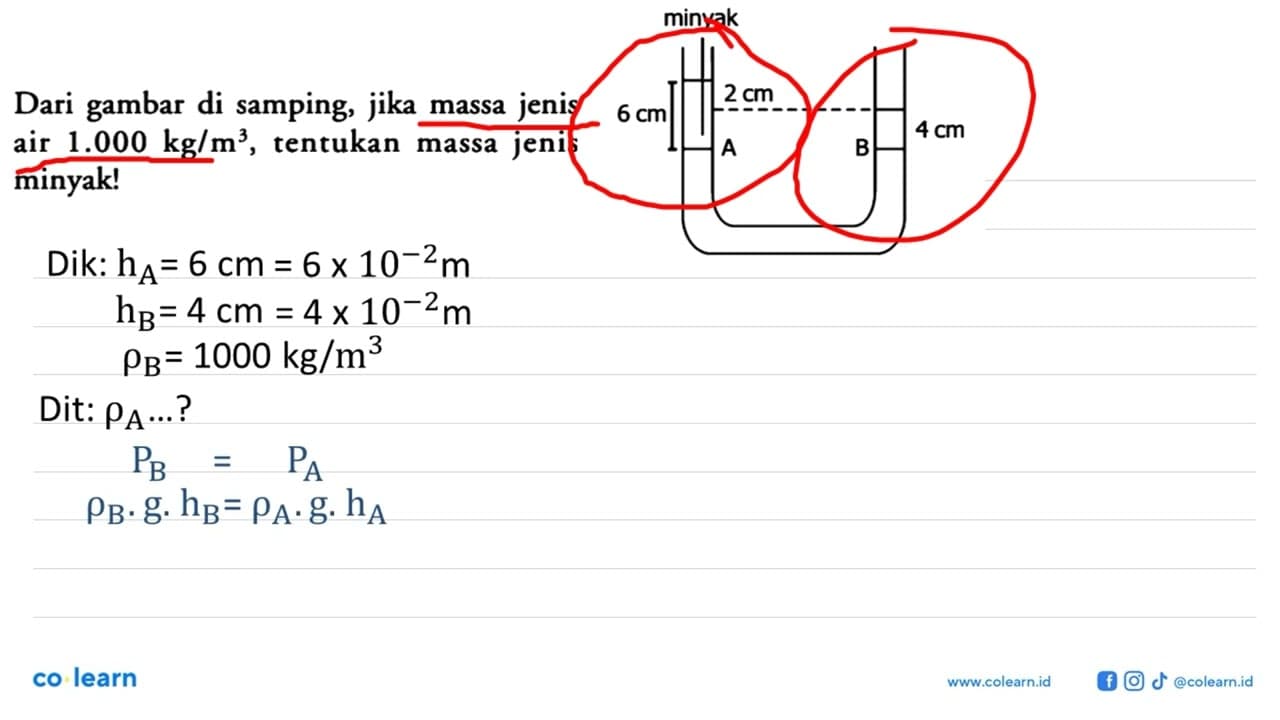 Dari gambar di samping, jika massa jenis air 1.000 kg/m^3,