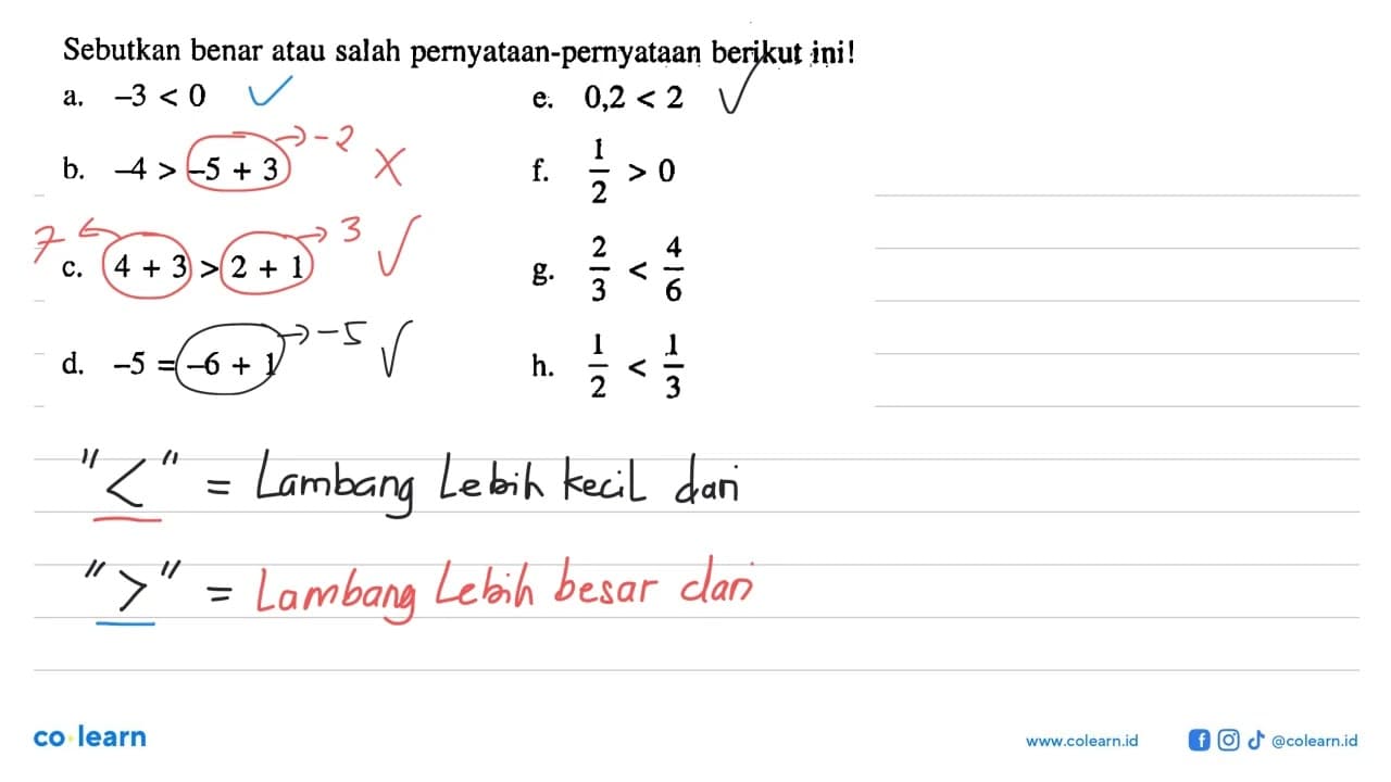 Sebutkan benar atau salah pernyataan-pernyataan berikut