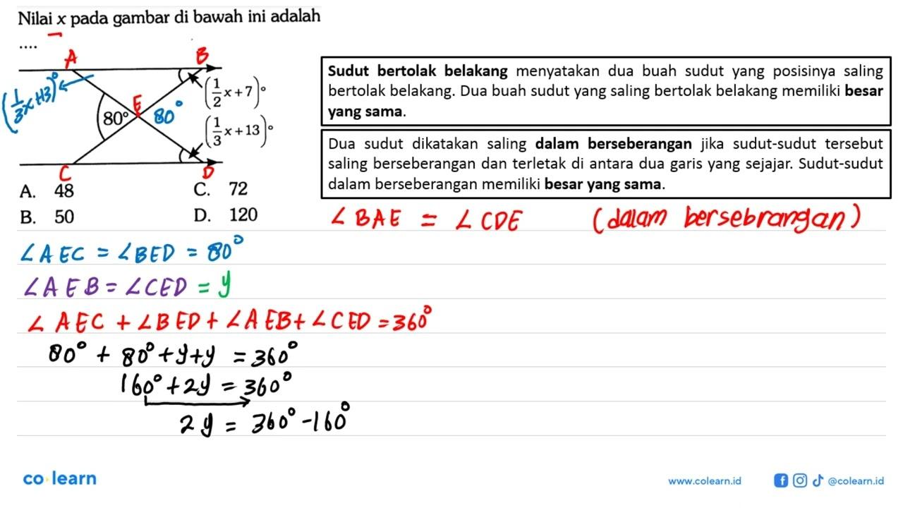 Nilai x pada gambar di bawah ini adalah ...