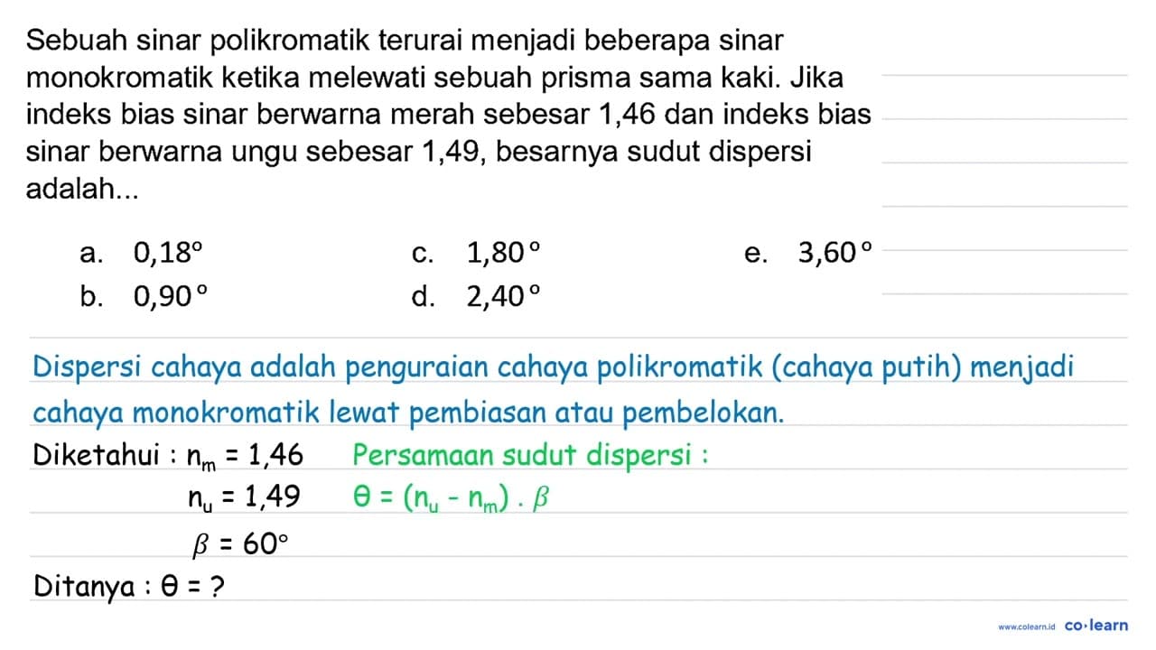 Sebuah sinar polikromatik terurai menjadi beberapa sinar