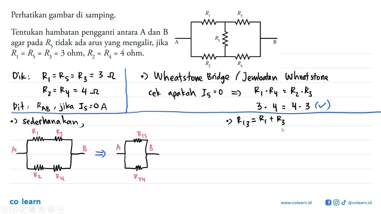 Perhatikan gambar di samping. Tentukan hambatan pengganti