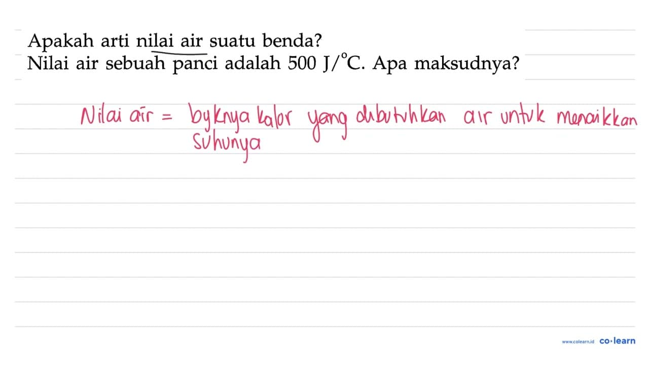 Apakah arti nilai air suatu benda? Nilai air sebuah panci