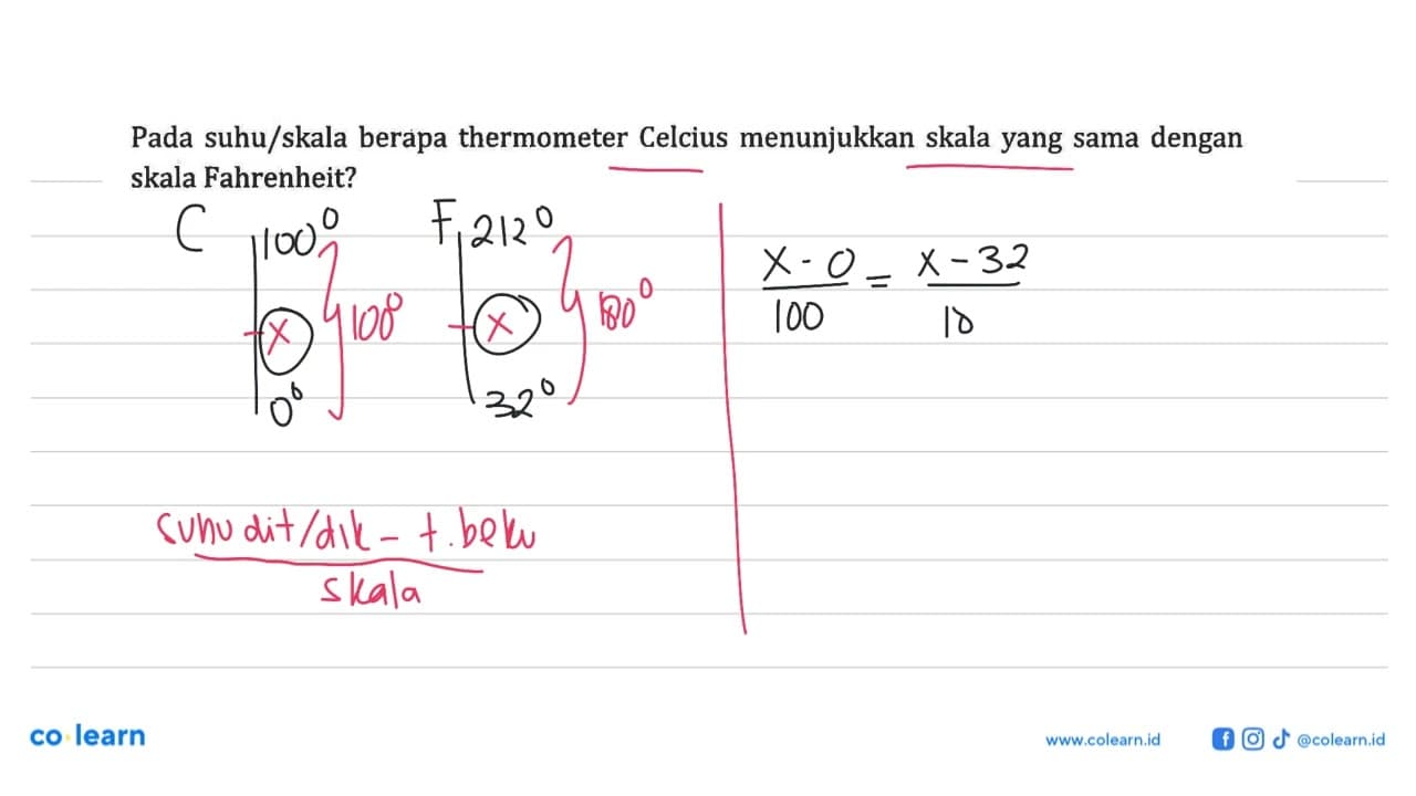 Pada suhu/skala berapa thermometer Celcius menunjukkan