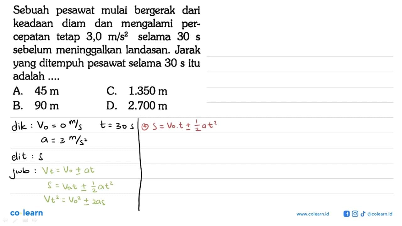 Sebuah pesawat mulai bergerak dari keadaan diam dan