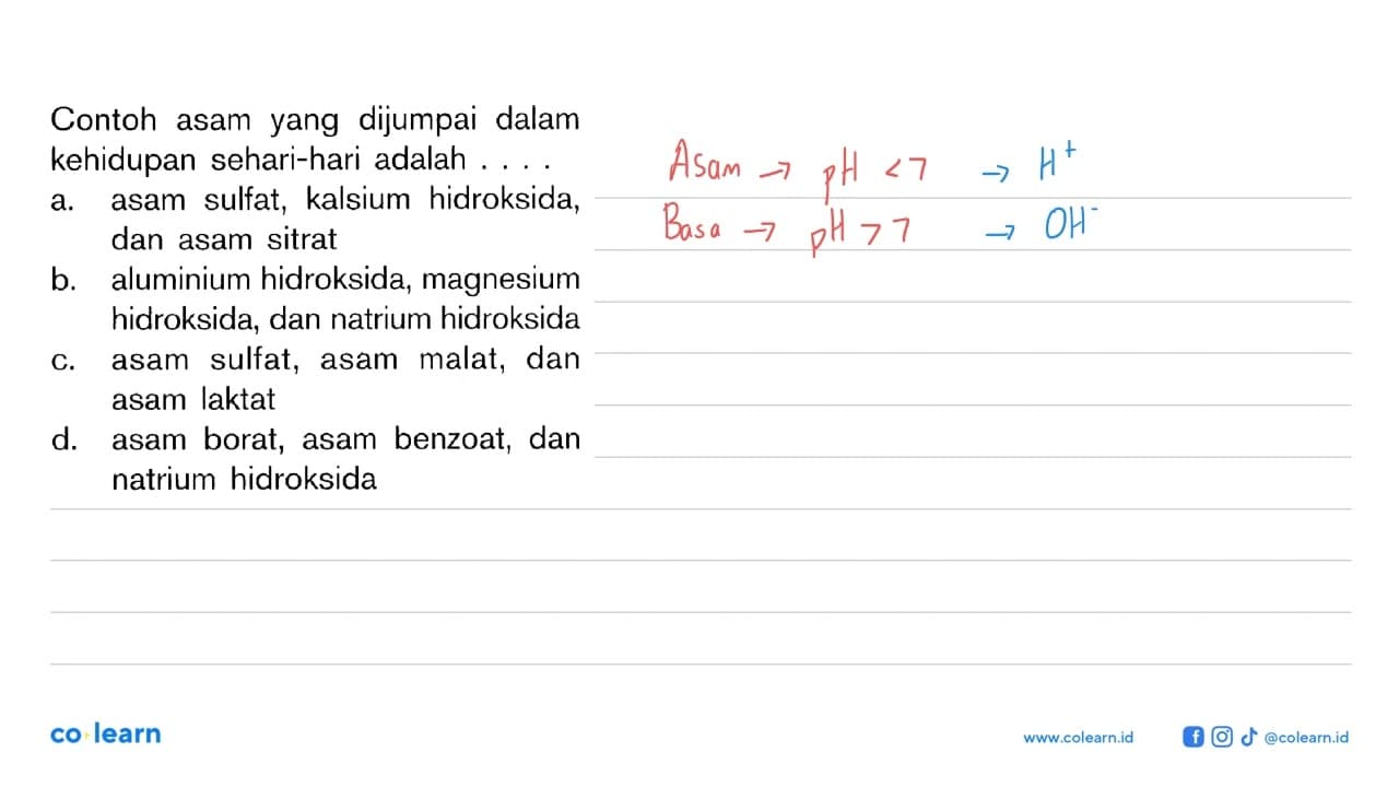 Contoh asam yang dijumpai dalam kehidupan sehari-hari