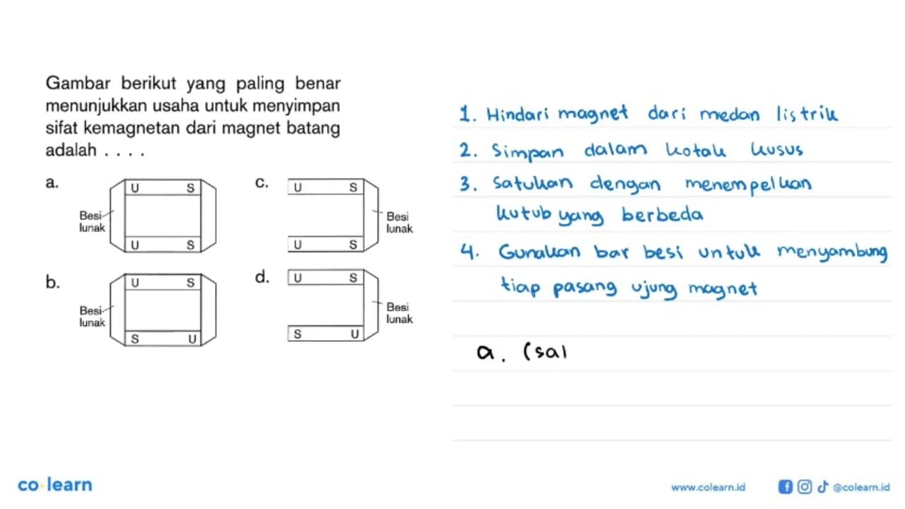 Gambar berikut yang paling benar menunjukkan usaha untuk